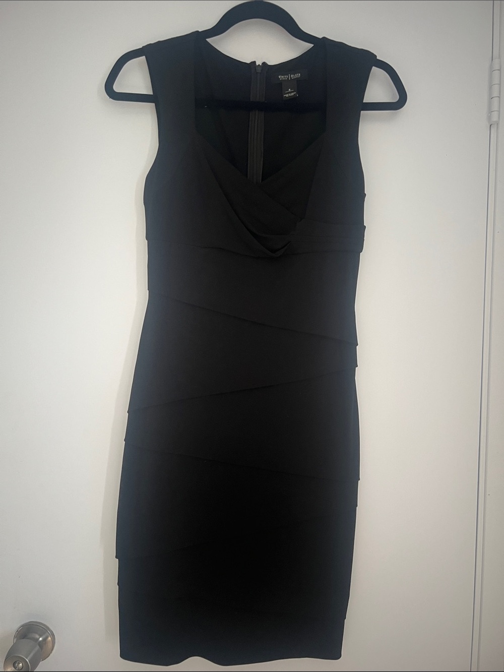 White House Black Market Black Draped Sheath Dress